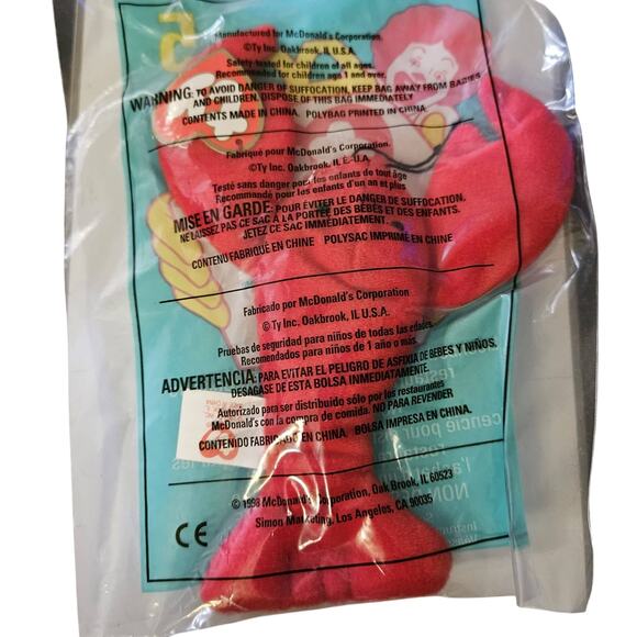 1998 McDonalds TY Teenie Beanie Babies Pinchers 5 New in Package - Picture 2 of 2